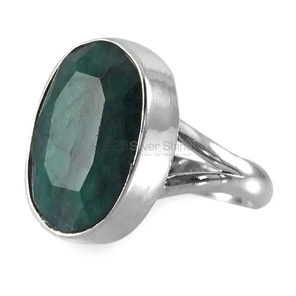 925 Sterling Silver Rings Suppliers In Genuine Dyed Emerald Gemstone 925SR3846