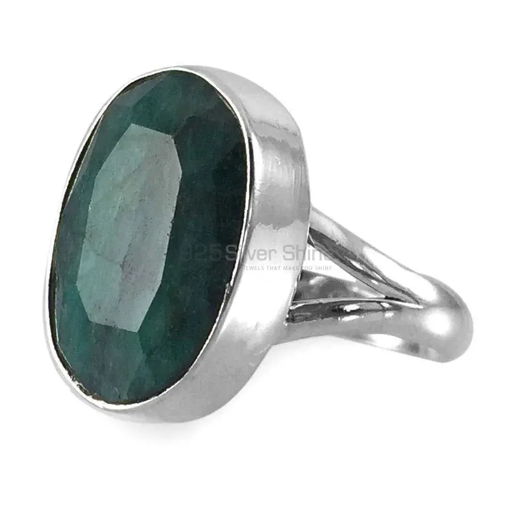 925 Sterling Silver Rings In Genuine Dyed Emerald Gemstone 925SR3846_0