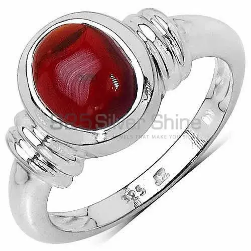 Natural Garnet Single Stone Sterling Silver Rings 925SR3294