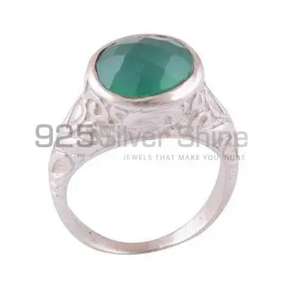 925 Sterling Silver Rings Suppliers In Genuine Green Onyx Gemstone 925SR3961