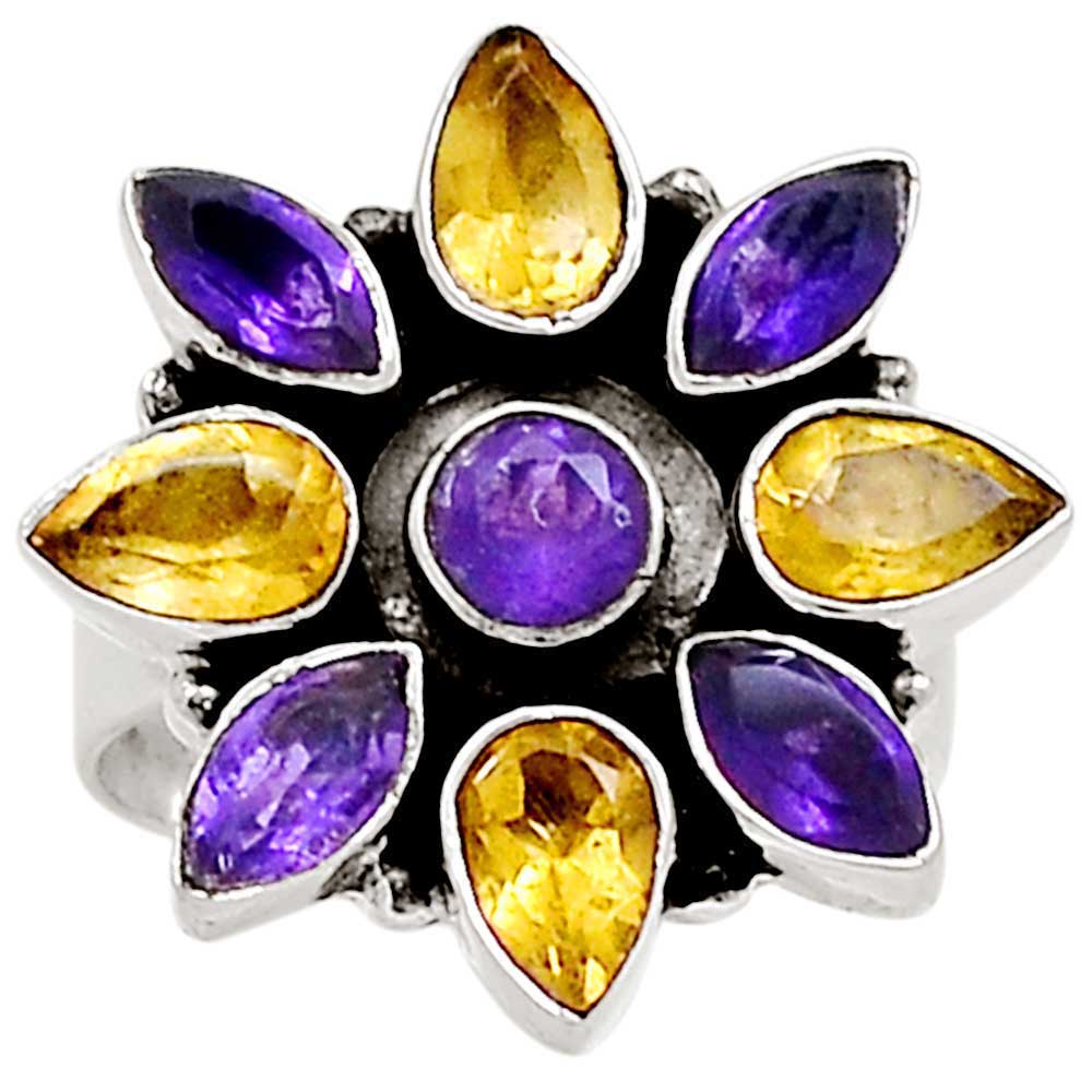 925 Sterling Silver Rings In Genuine Multi Gemstone 925SR1019