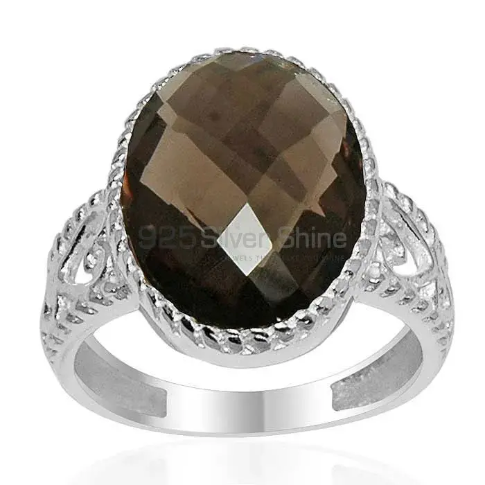 925 Sterling Silver Rings Suppliers In Genuine Smoky Quartz Gemstone 925SR1623