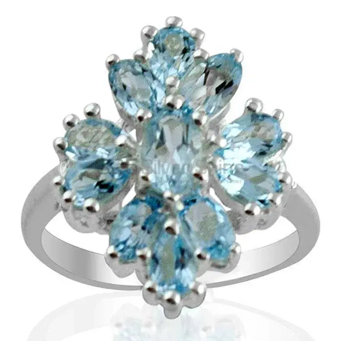 925 Sterling Silver Rings Suppliers In Semi Precious Blue Topaz Gemstone 925SR1385