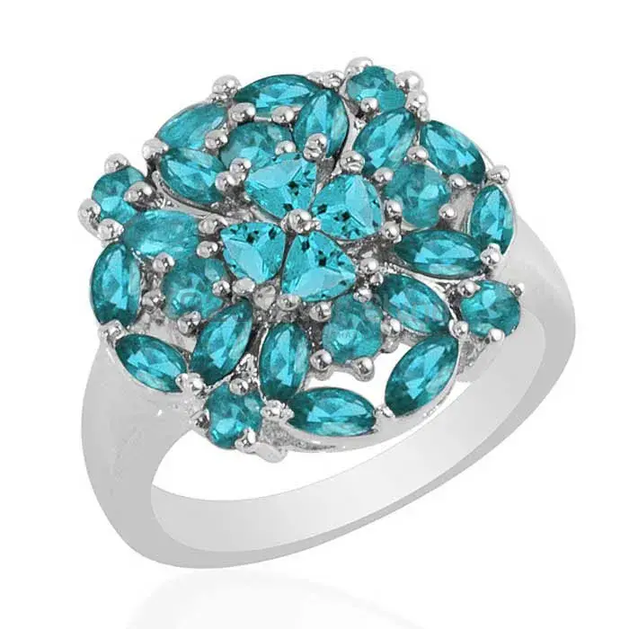 925 Sterling Silver Rings Suppliers In Semi Precious Blue Topaz Gemstone 925SR1701