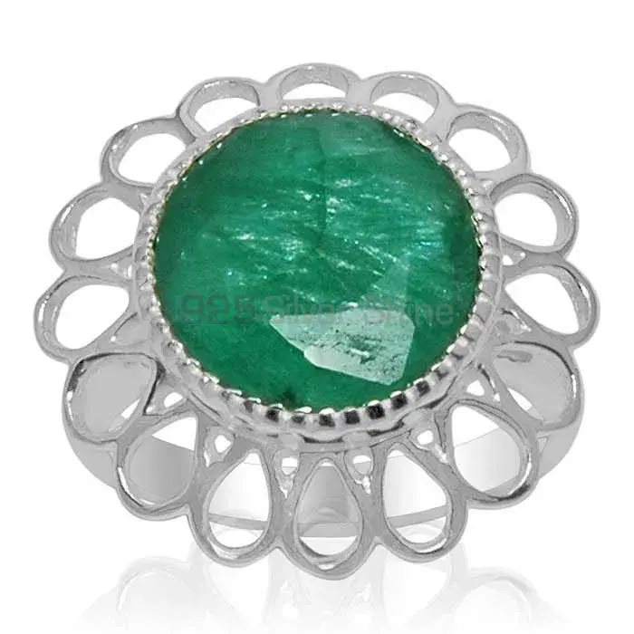 925 Sterling Silver Rings Suppliers In Semi Precious Dyed Emerald Gemstone 925SR1464