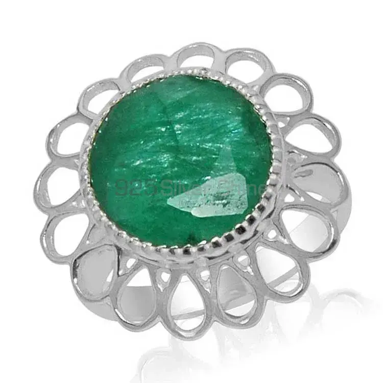 925 Sterling Silver Rings Suppliers In Semi Precious Dyed Emerald Gemstone 925SR1464_0