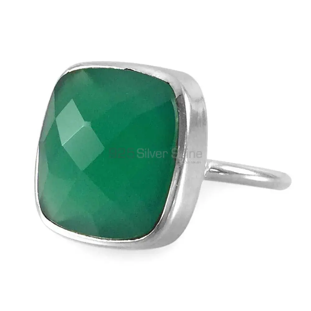925 Sterling Silver Rings Suppliers In Semi Precious Green Onyx Gemstone 925SR3845