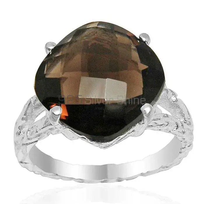 925 Sterling Silver Rings Suppliers In Semi Precious Smoky Quartz Gemstone 925SR1622