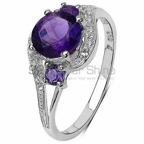 Amethyst Birthstone Silver Rings Jewelry 925SR3291_1