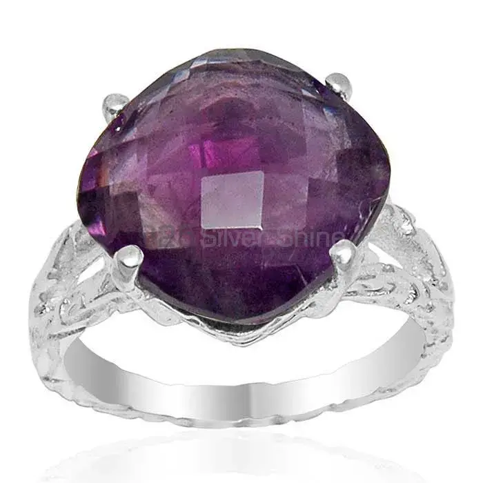 Cushion Amethyst Stone Silver Rings 925SR1618_0