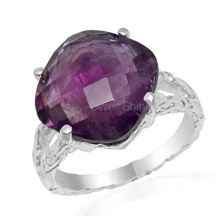 Cushion Amethyst Stone Silver Rings 925SR1618_0