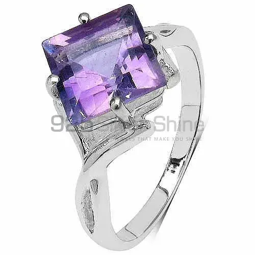 Square Amethyst Gemstone Sterling Silver Rings 925SR3289_1