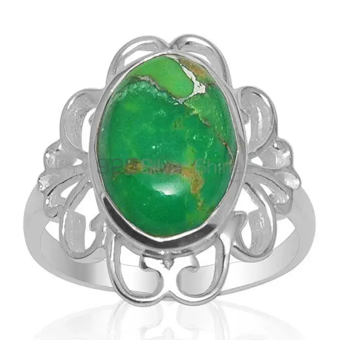 925 Sterling Silver Rings In Natural Green Copper Turquoise Gemstone 925SR1460