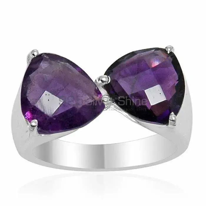 Tow Stone Amethyst Sterling Silver Rings 925SR1540