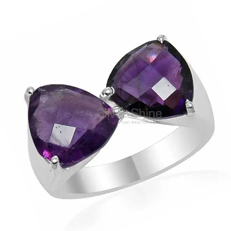 Tow Stone Amethyst Sterling Silver Rings 925SR1540_0