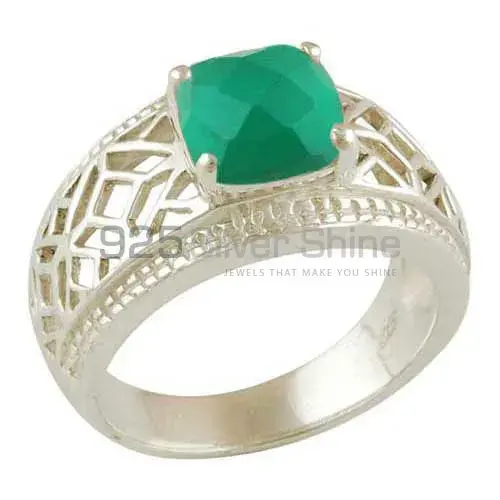 925 Sterling Silver Rings Wholesaler In Semi Precious Green Onyx Gemstone 925SR3448