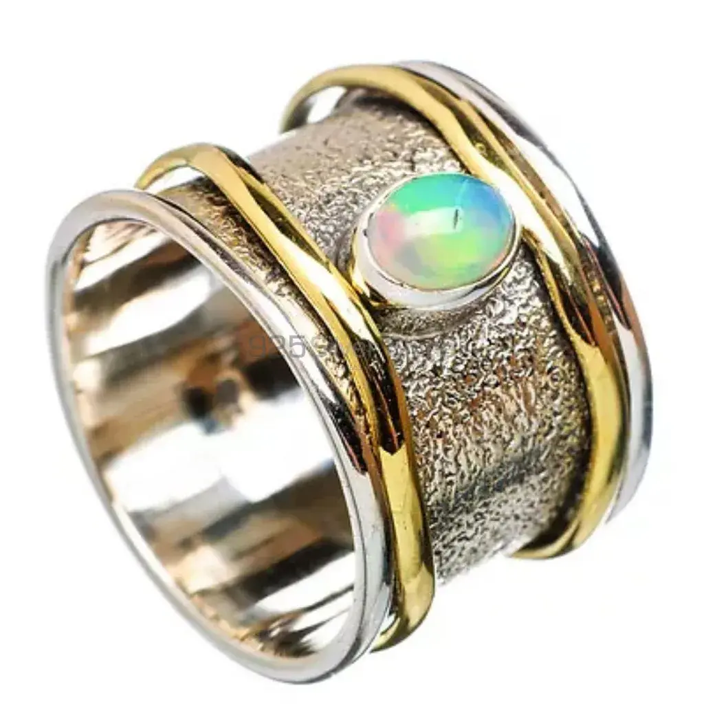 925 Sterling Silver Spinner Rings With Ethiopian Opal Gemstone Jewelry SMR102