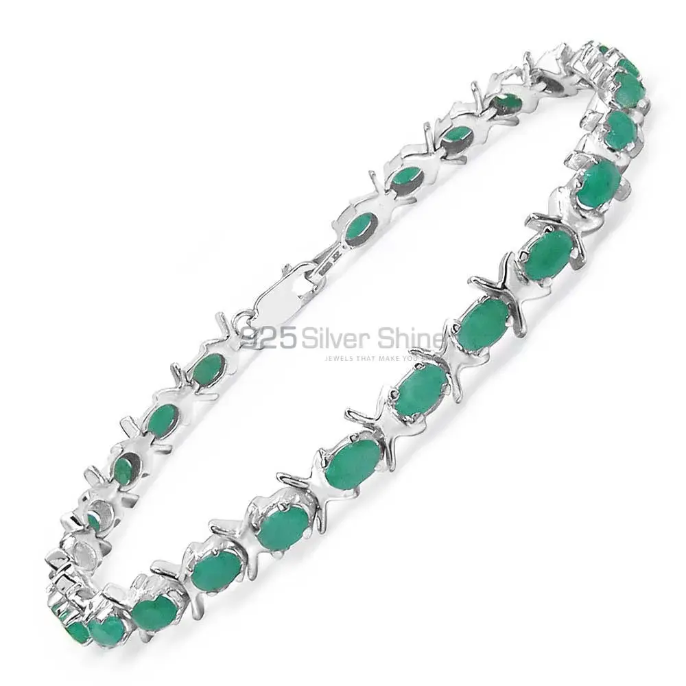 925 Sterling Silver Tennis Bracelets In Green Onyx Gemstone 925SB153