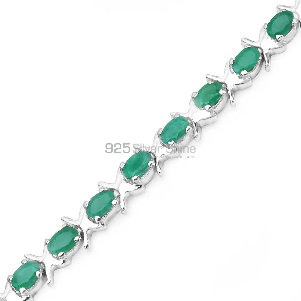 925 Sterling Silver Tennis Bracelets In Green Onyx Gemstone 925SB153_1