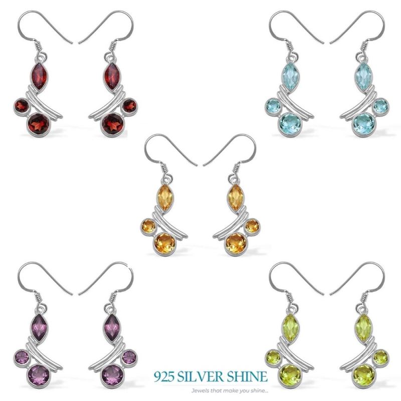 Genuine Amethyst Gemstone Earrings In 925 Sterling Silver Jewelry 925SE1048_2