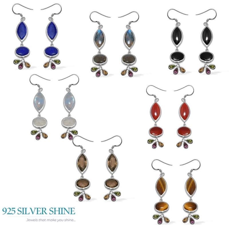 Natural Multi Gemstone Earrings In 925 Sterling Silver Jewelry 925SE1052_2