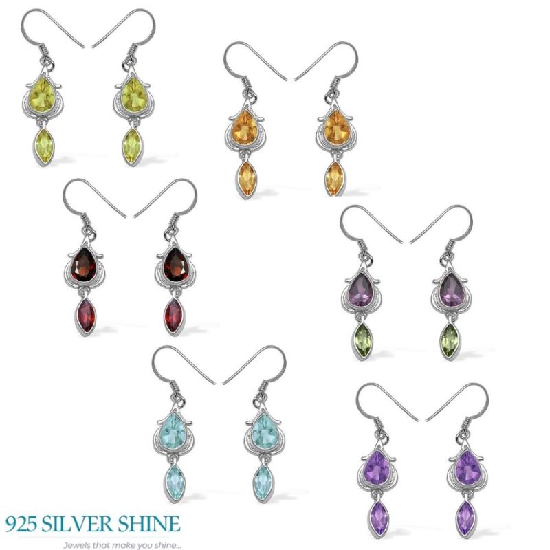 925 Sterling Silver Earrings In Citrine Gemstone Jewelry 925SE1066_2