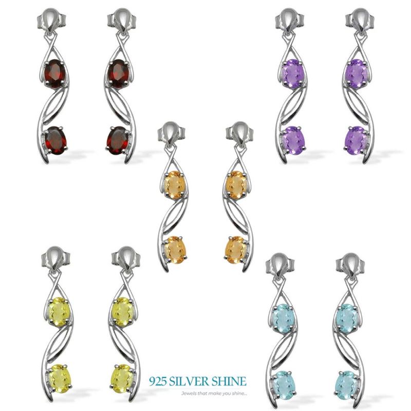 925 Sterling Silver Handmade Earrings In Blue Topaz Gemstone Jewelry 925SE1069_2