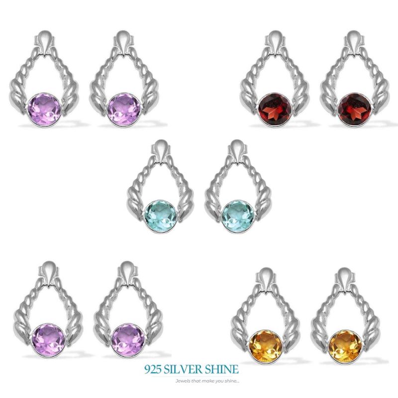 925 Sterling Silver Handmade Earrings In Blue Topaz Gemstone Jewelry 925SE1079_2