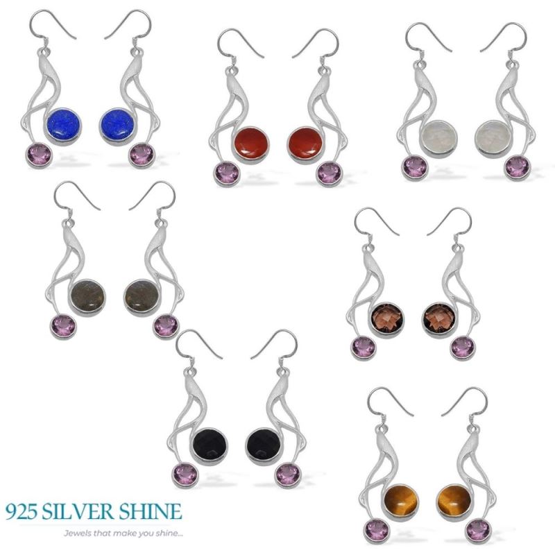 925 Sterling Silver Handmade Earrings In Multi Gemstone Jewelry 925SE1087_2