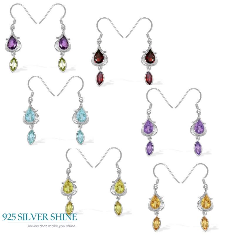 Natural Multi Gemstone Earrings In Solid 925 Silver 925SE1101_2