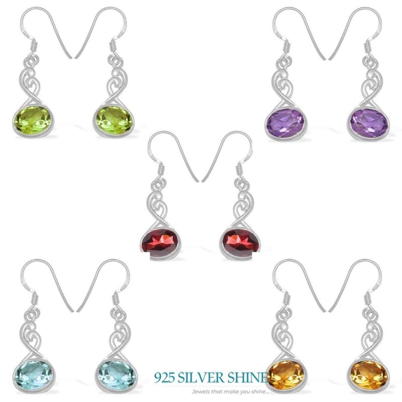 Genuine Amethyst Gemstone Earrings In Fine 925 Sterling Silver 925SE1106_2