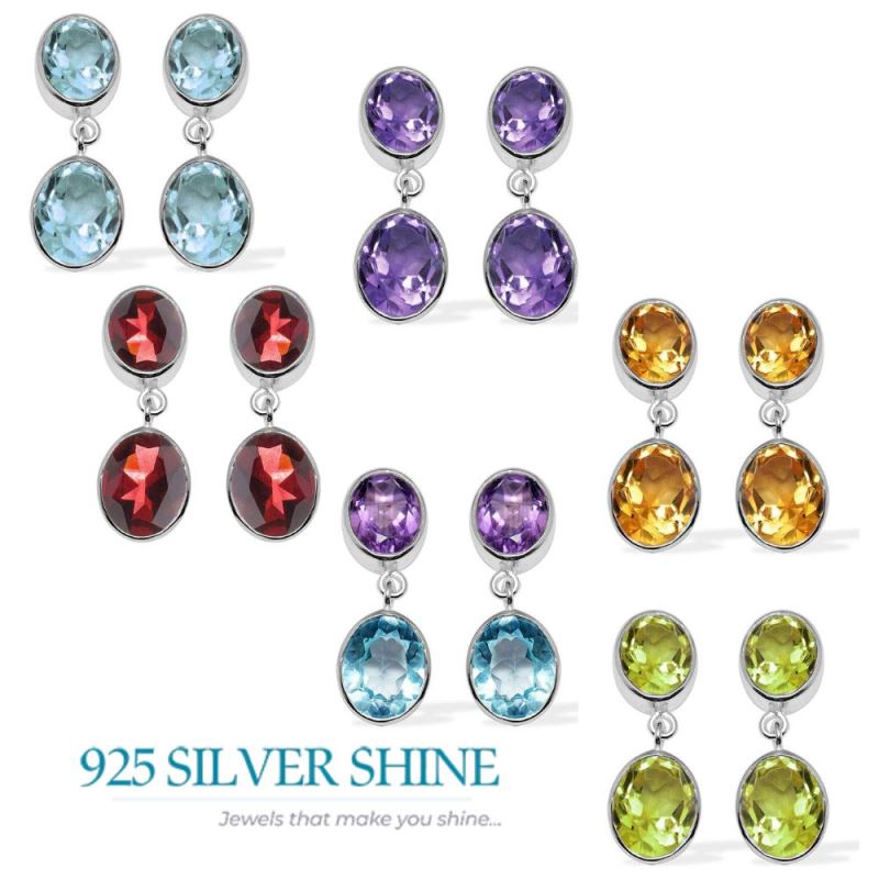 925 Sterling Silver Earrings In Genuine Peridot Gemstone 925SE1115_2