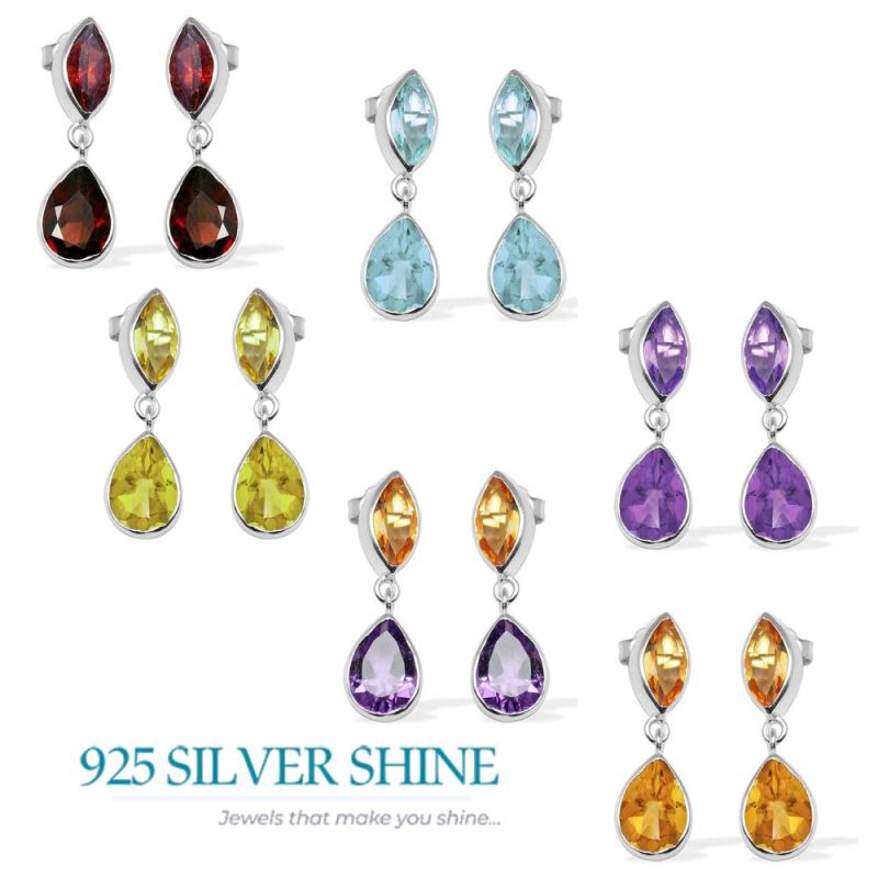 Natural Multi Gemstone Earrings In 925 Sterling Silver Jewelry 925SE1125_2