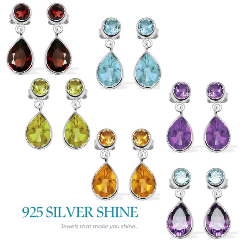 Natural Multi Gemstone Earrings In 925 Sterling Silver Jewelry 925SE1131_2