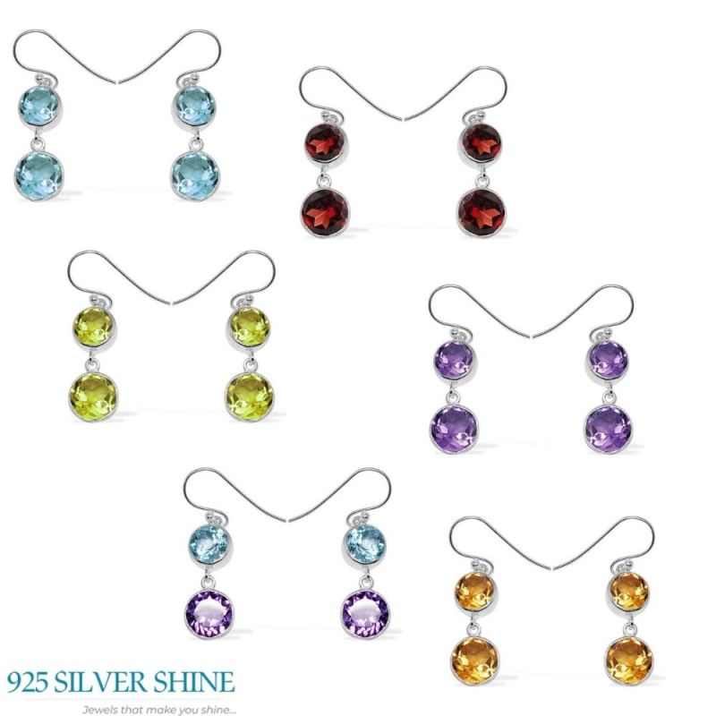 925 Sterling Silver Earrings In Multi Gemstone Jewelry 925SE1153_2