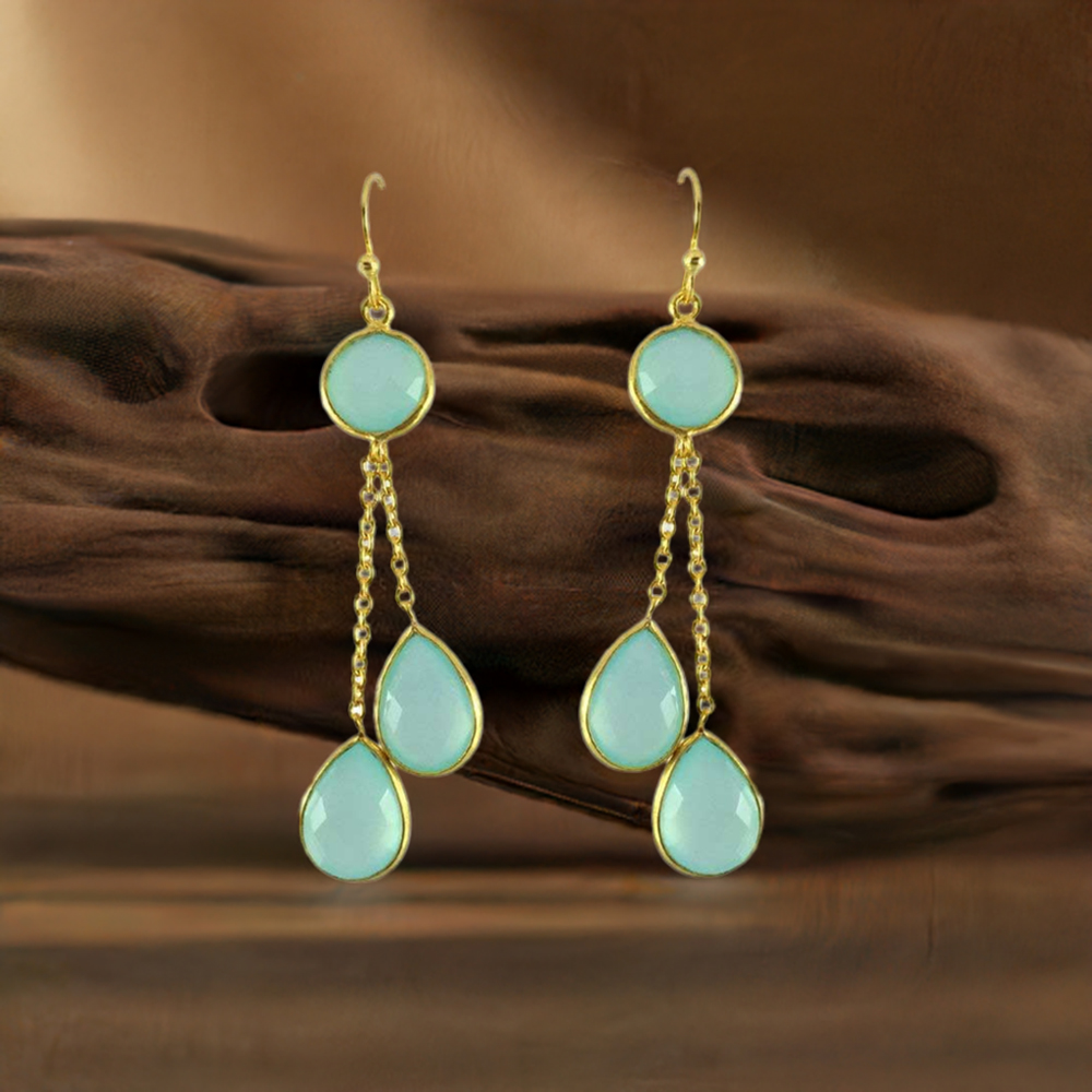 925 Sterling Silver Earrings In Chalcedony Gemstone Jewelry 925SE1295