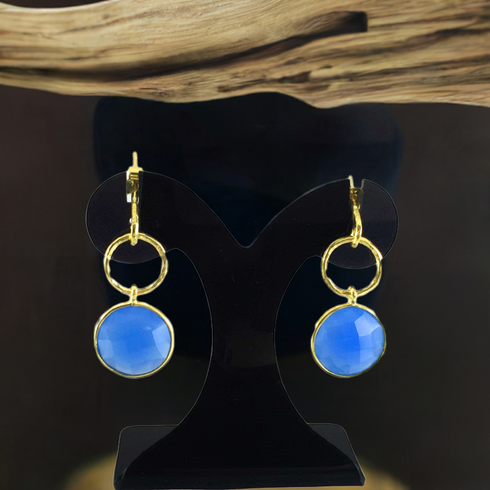 925 Sterling Silver Handmade Earrings In Chalcedony Gemstone Jewelry 925SE1297