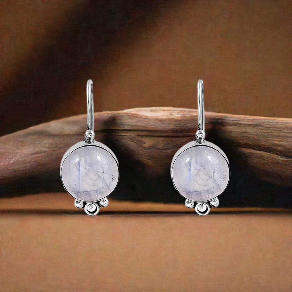 Natural Rainbow Moonstone Earring In Fine Silver Jewelry 925SE132