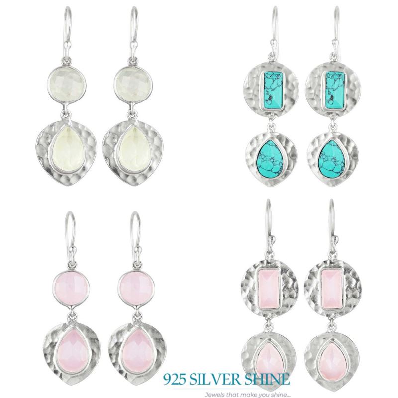 925 Sterling Silver Handmade Earrings In Rose Quartz Gemstone Jewelry 925SE1833_2