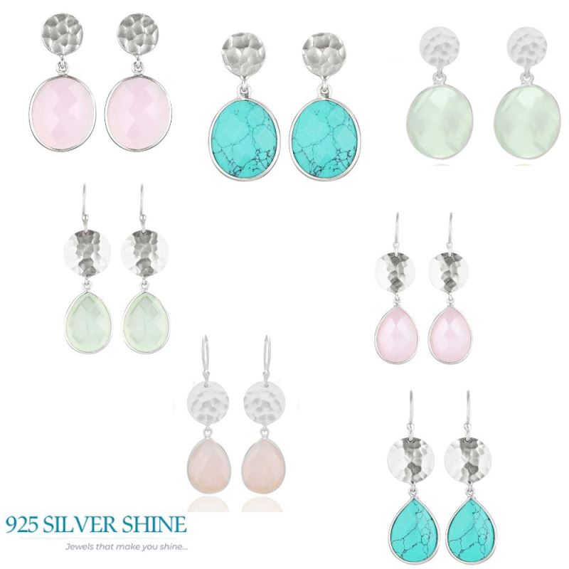 Fine 925 Sterling Silver Earrings In Genuine Rose Quartz Gemstone 925SE1842_2