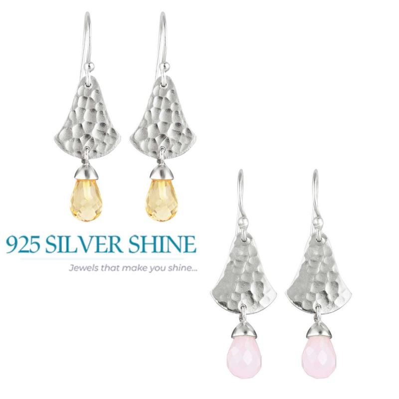 Genuine Rose Quartz Gemstone Earrings In Solid 925 Silver 925SE1848_2