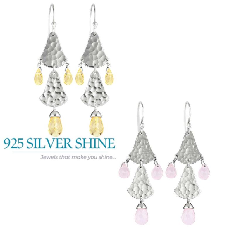 Semi Precious Citrine Gemstone Earrings In Fine 925 Sterling Silver 925SE1850_2