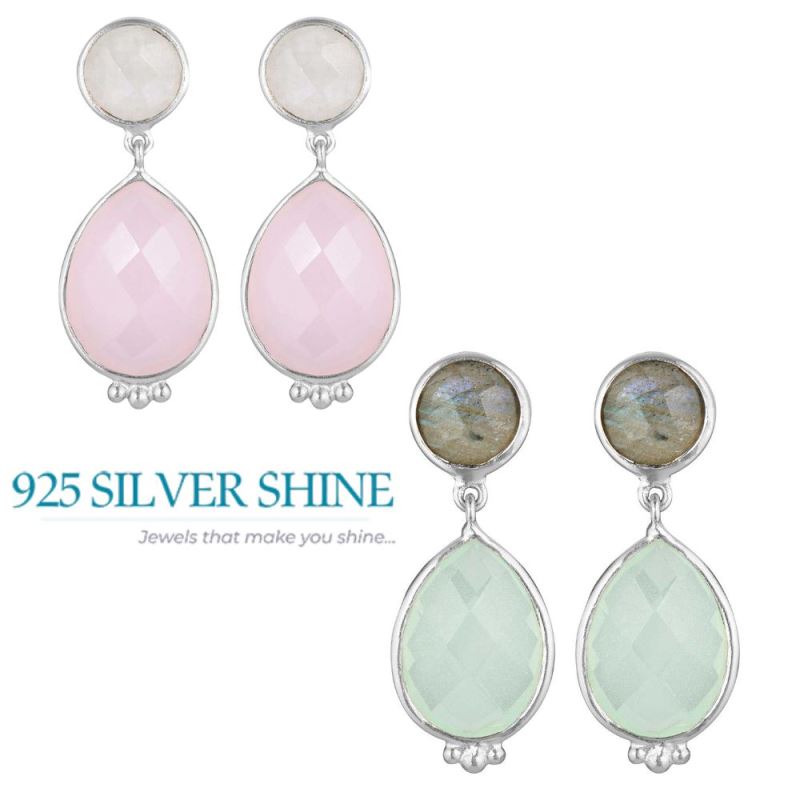 925 Sterling Silver Earrings In Natural Multi Gemstone 925SE1861_2