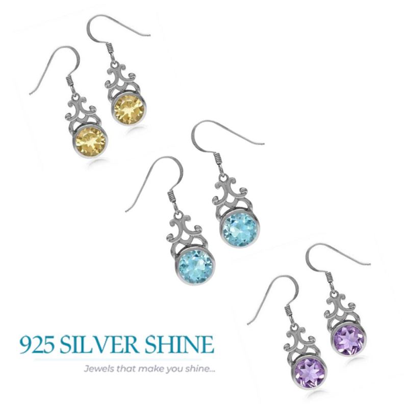 Natural Citrine Gemstone Earrings In 925 Sterling Silver Jewelry 925SE1870_2