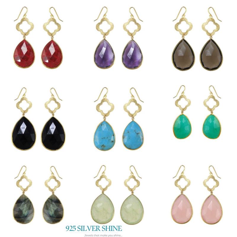 925 Sterling Silver Handmade Earrings In Chrysoprase Gemstone Jewelry 925SE1903_2