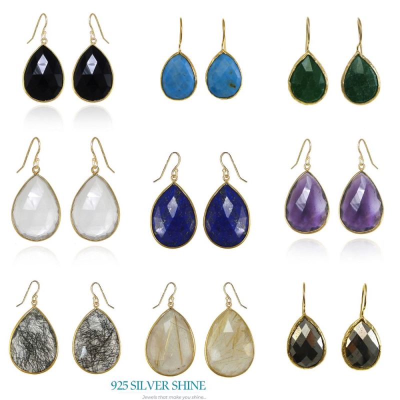 925 Sterling Silver Earrings In Natural Turquoise Gemstone 925SE1913_2