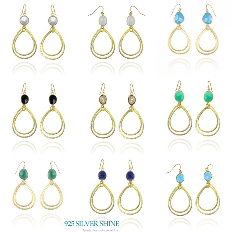 Natural Turquoise Gemstone Earrings In 925 Sterling Silver Jewelry 925SE1952_4