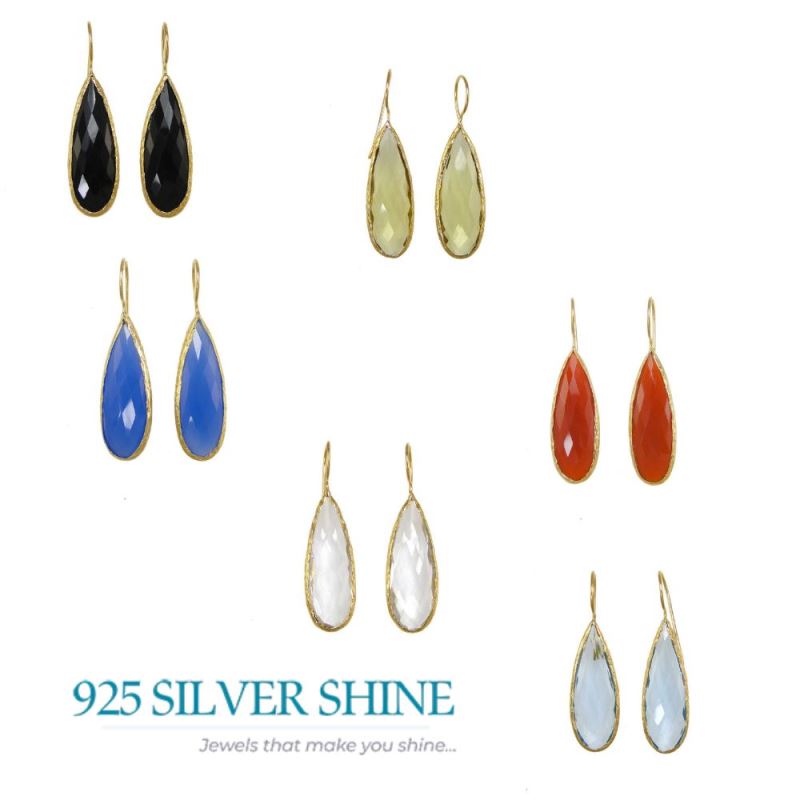925 Sterling Silver Handmade Earrings In Hydro Blue Topaz Gemstone Jewelry 925SE1966_2