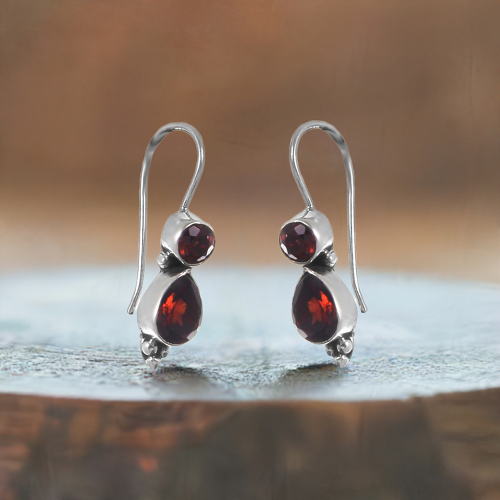 Handmade Sterling Silver Earring In 925 Garnet Gemstone Jewelry 925SE197_0