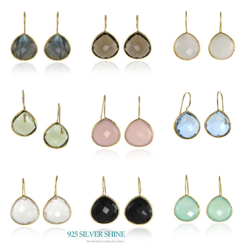 925 Sterling Silver Earrings In Chalcedony Gemstone Jewelry 925SE1980_2
